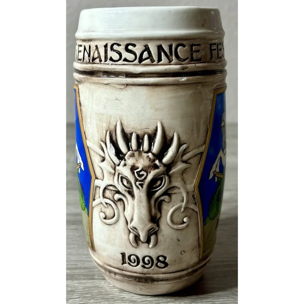 Vintage Texas Renaissance 1998 Festival Dragonslayer Stein Mug. Limited # 2163